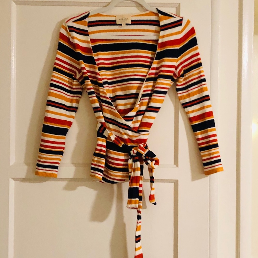 Sézane Striped Wrapped Top